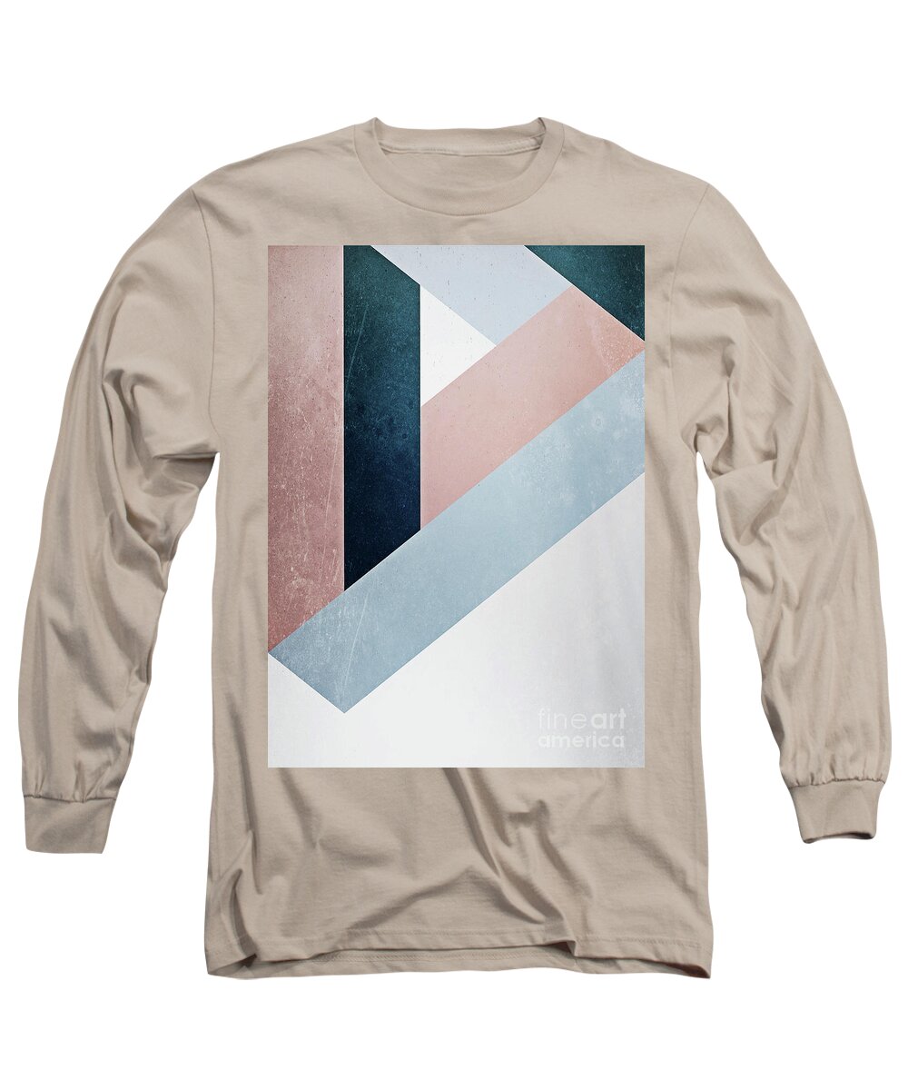 Complex Long Sleeve T-Shirt featuring the mixed media Complex Triangle by Emanuela Carratoni
