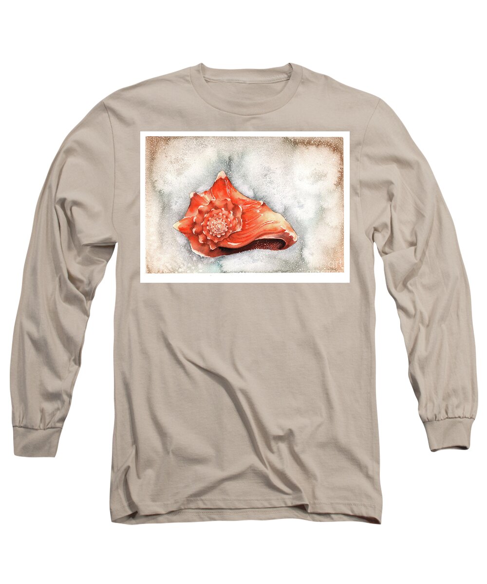 Conch Long Sleeve T-Shirt featuring the painting Conch Shell by Hilda Wagner