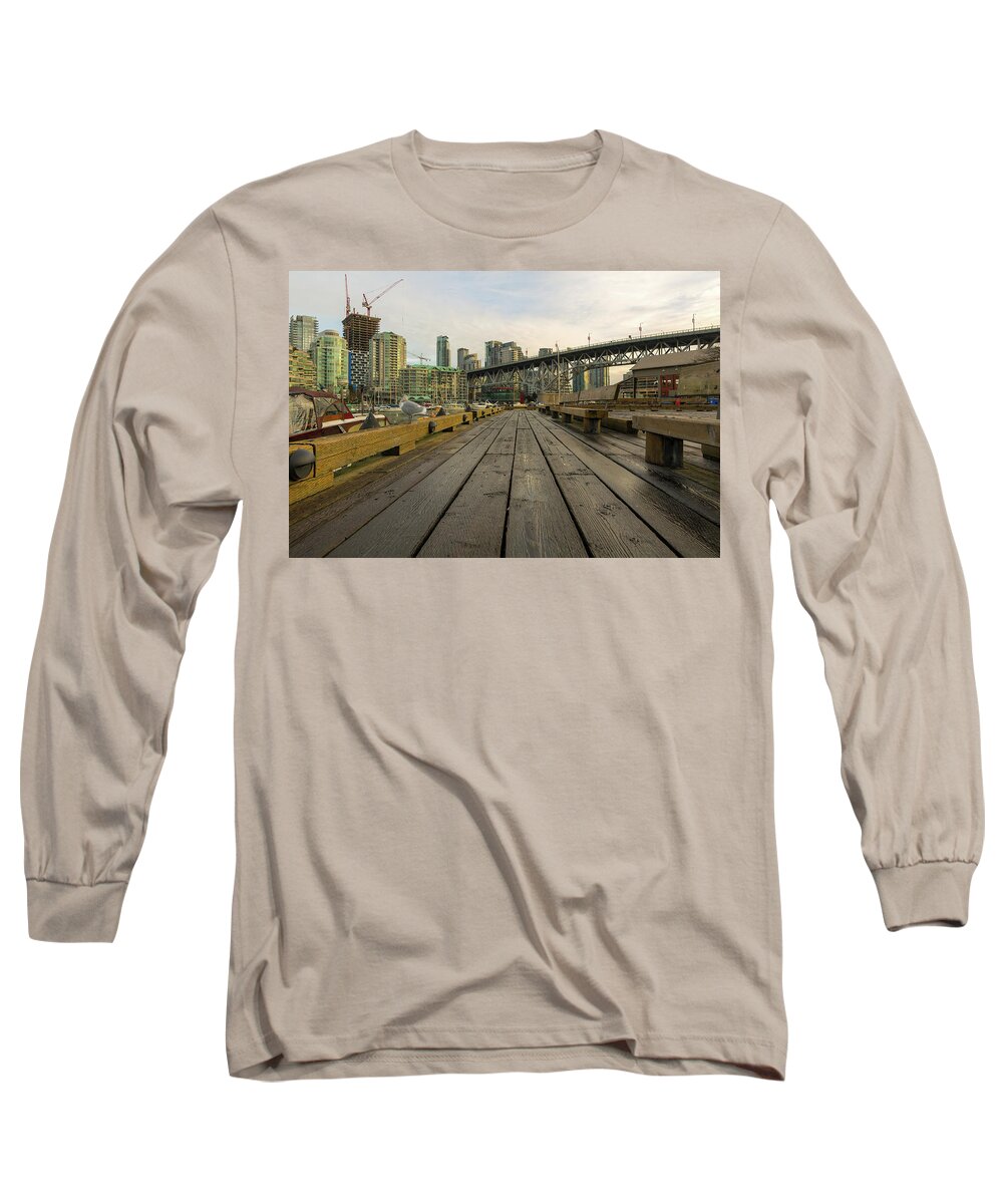 Granville Island Long Sleeve T-Shirt featuring the photograph Condominium Buildings along Granville Island Vancouver BC by David Gn
