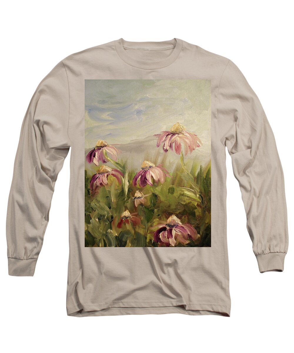 Coneflower Long Sleeve T-Shirt featuring the painting Coneflowers by Donna Tuten