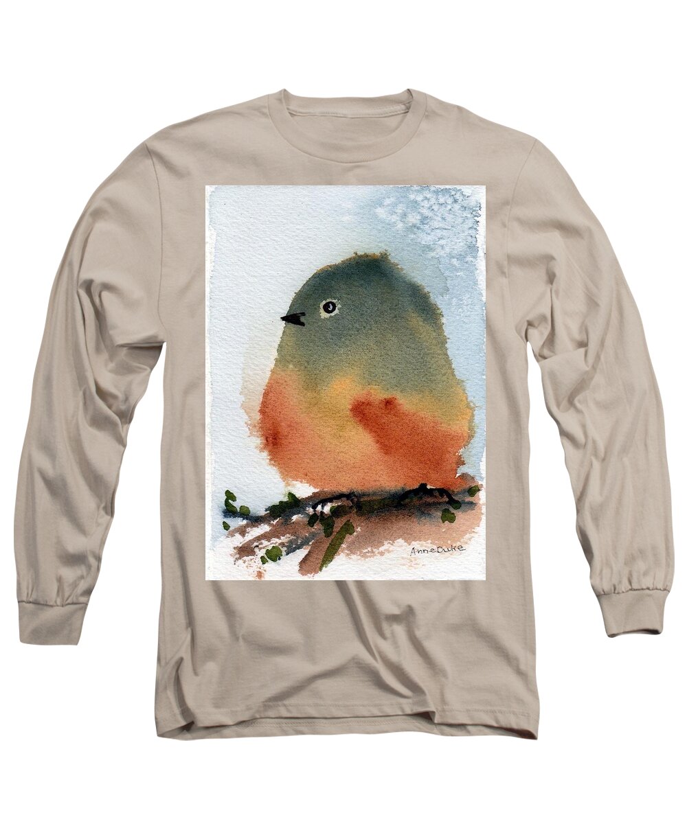 Birds Long Sleeve T-Shirt featuring the painting Considering by Anne Duke