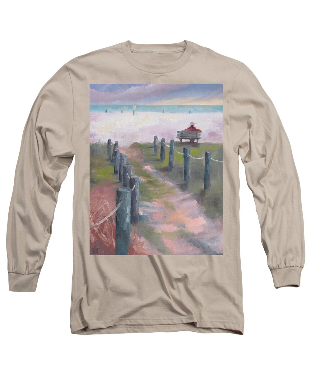 Siesta Key Long Sleeve T-Shirt featuring the painting Contemplation by Susan Richardson