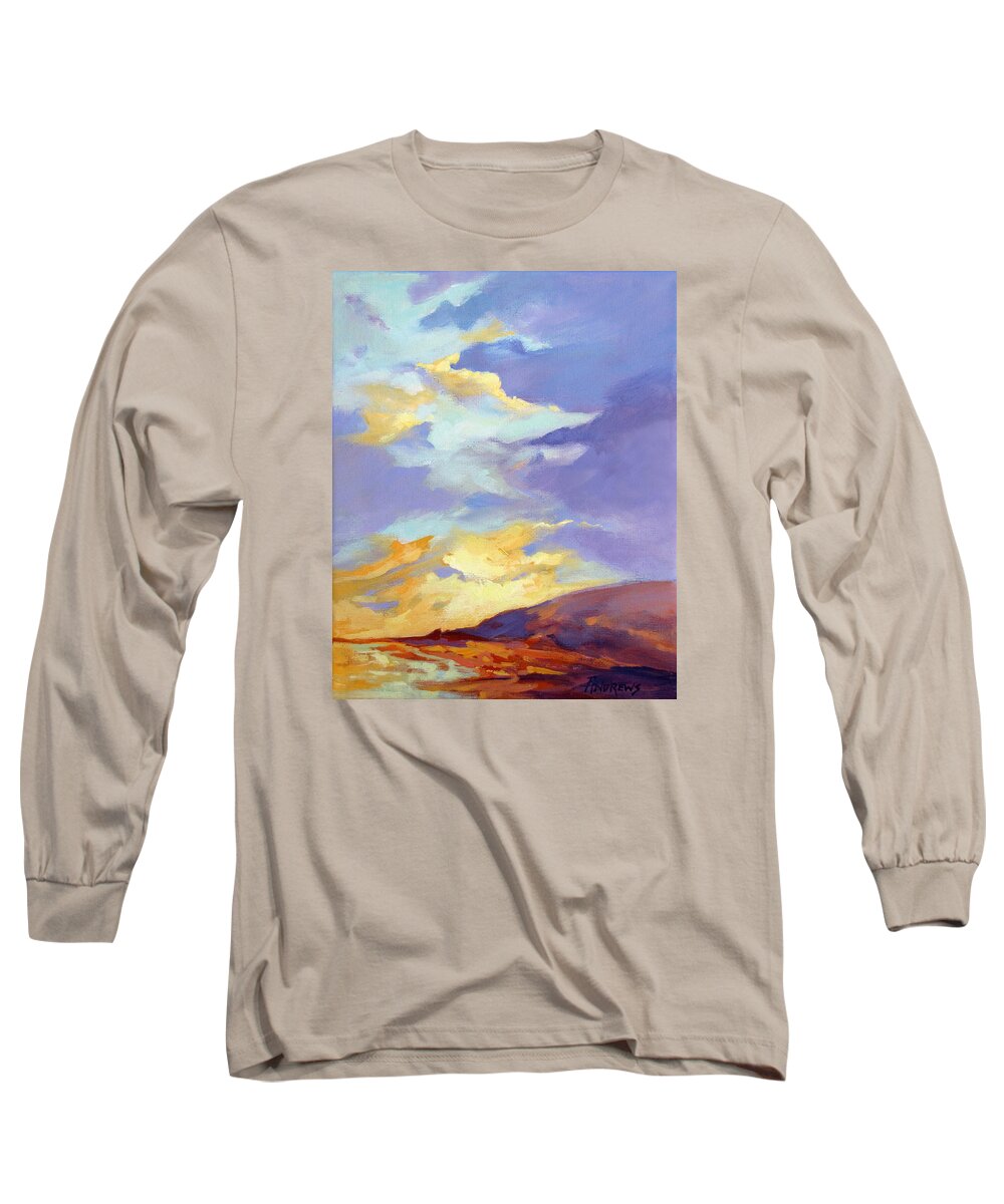 Landscape Long Sleeve T-Shirt featuring the painting Convergence by Rae Andrews