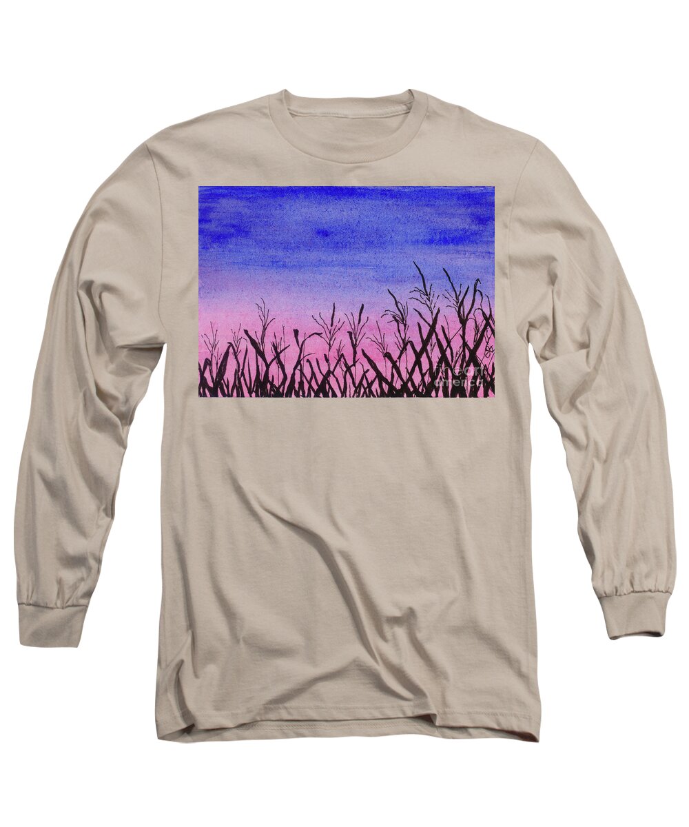 Corn Long Sleeve T-Shirt featuring the painting Corn by Jackie Irwin