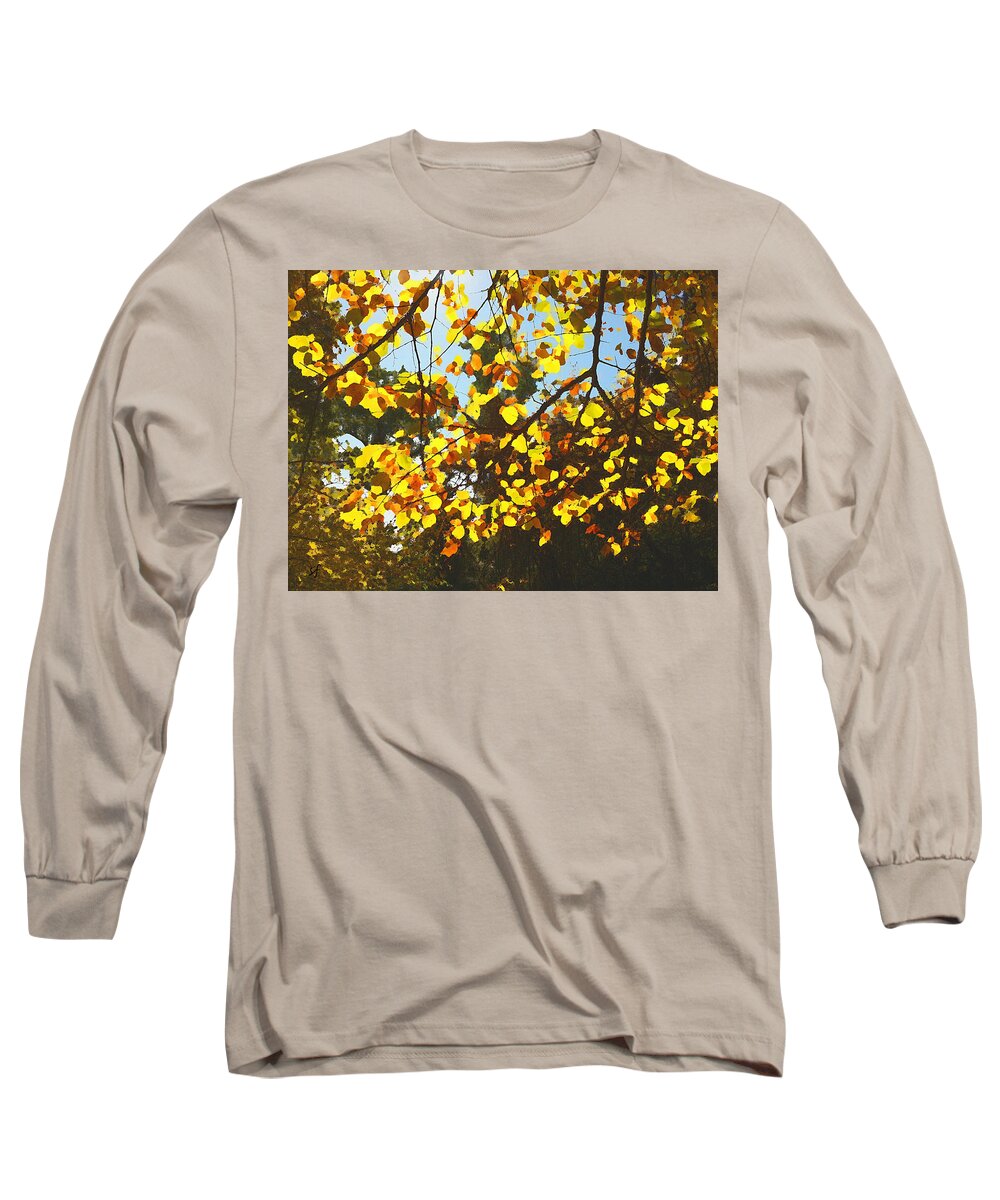 Abstract Long Sleeve T-Shirt featuring the mixed media Cottonwood Abstract by Shelli Fitzpatrick