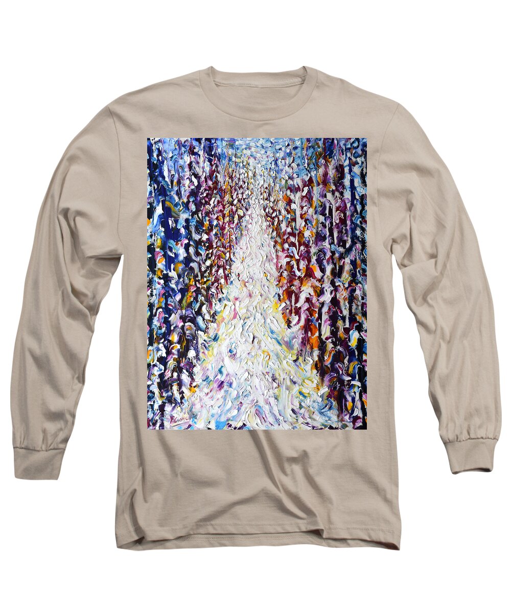 Trees Long Sleeve T-Shirt featuring the painting Courchevel Hidden in the Trees by Pete Caswell