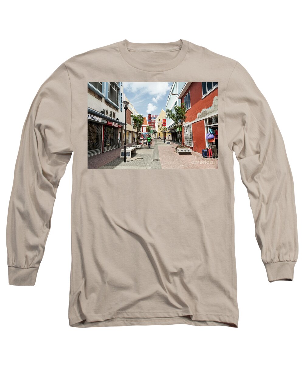 Street Long Sleeve T-Shirt featuring the photograph Curacao Street by Kathy Strauss