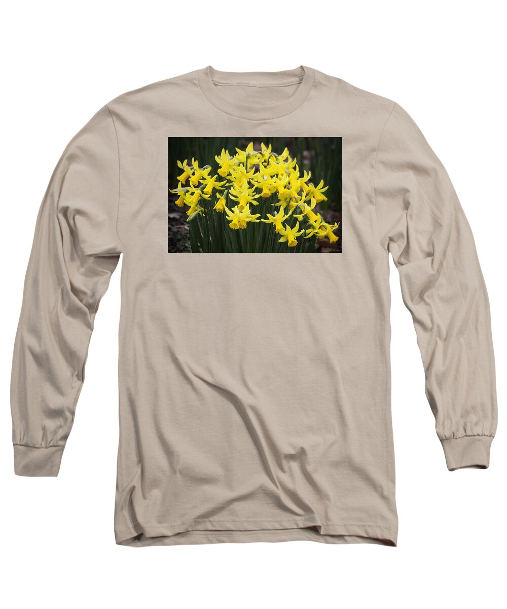 Floral Long Sleeve T-Shirt featuring the photograph Daffodil Yellow by Shirley Mitchell