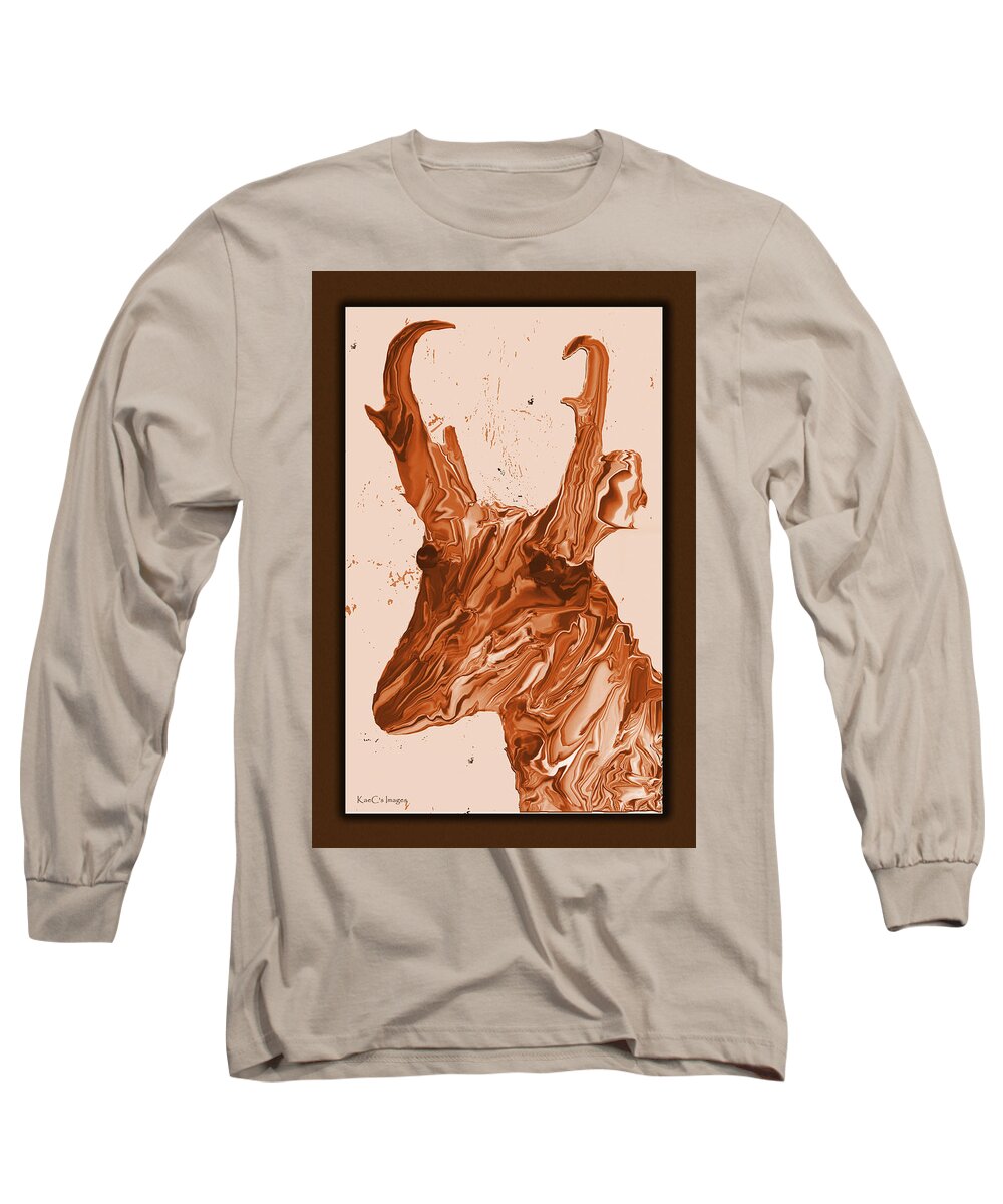 2d Digital Sculpture Long Sleeve T-Shirt featuring the digital art Montana Pronghorn by Kae Cheatham