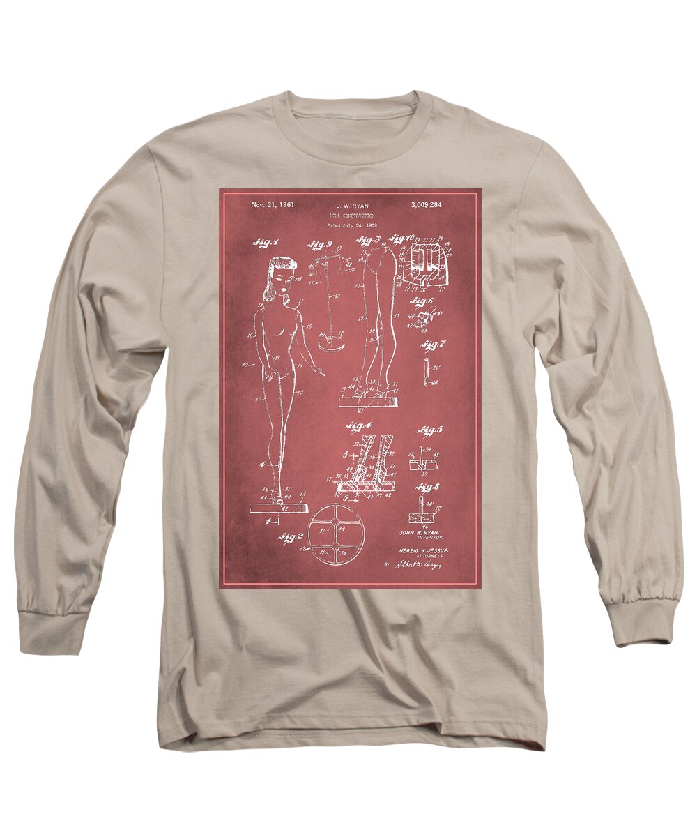 Patent Long Sleeve T-Shirt featuring the mixed media Doll Construction patent drawing 1c  by Brian Reaves