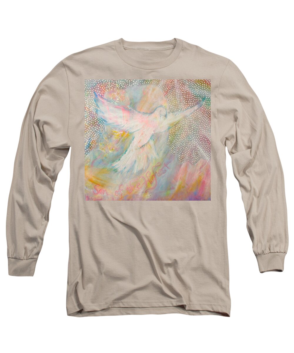Dove Long Sleeve T-Shirt featuring the painting Dove Detail from Immaculate Conception by Anne Cameron Cutri