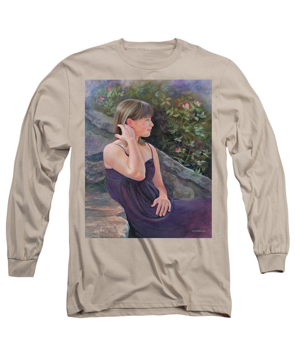 Figure Long Sleeve T-Shirt featuring the painting Dreams Ahead by Susan Hensel