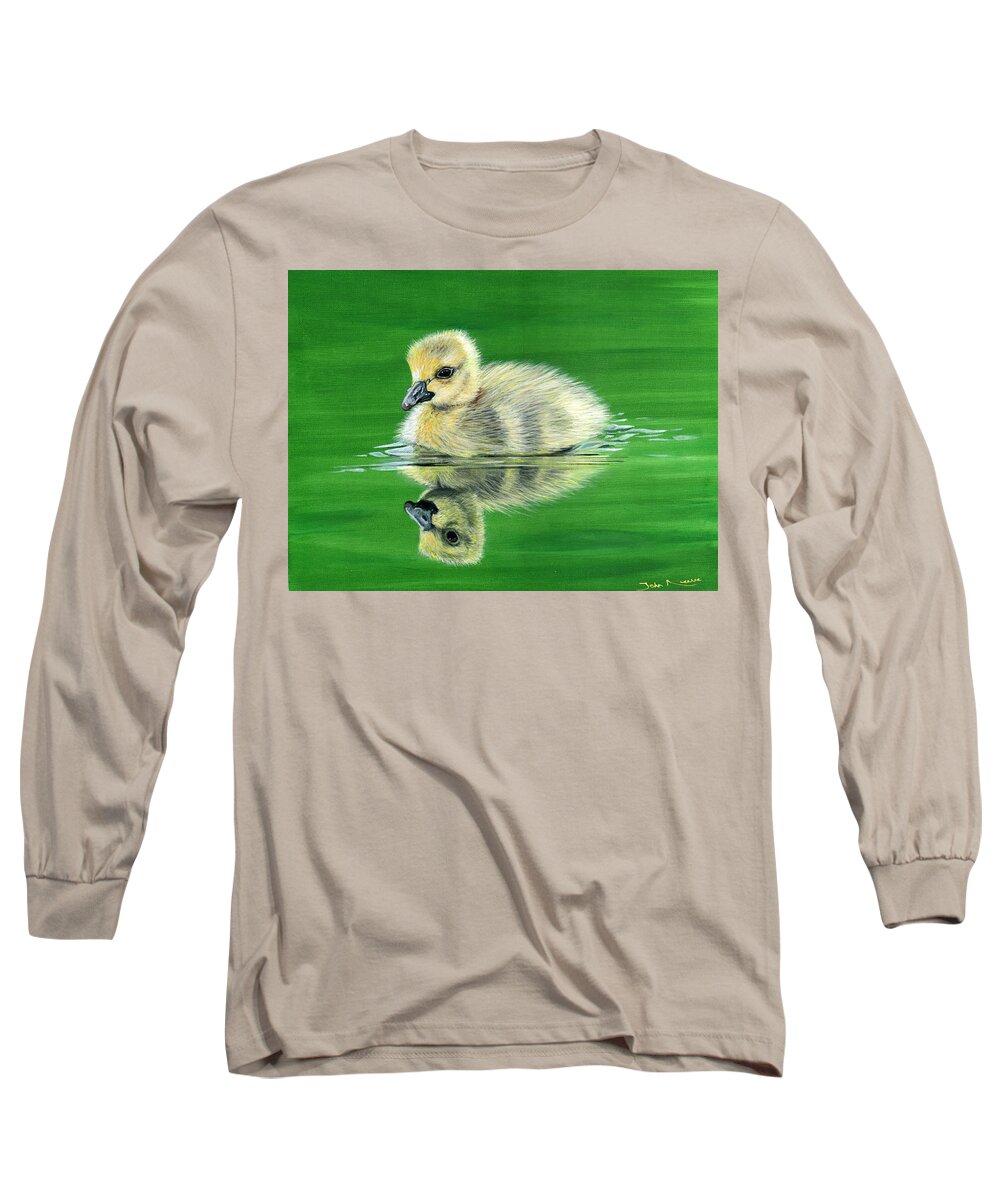 Duckling Long Sleeve T-Shirt featuring the painting Duckling by John Neeve