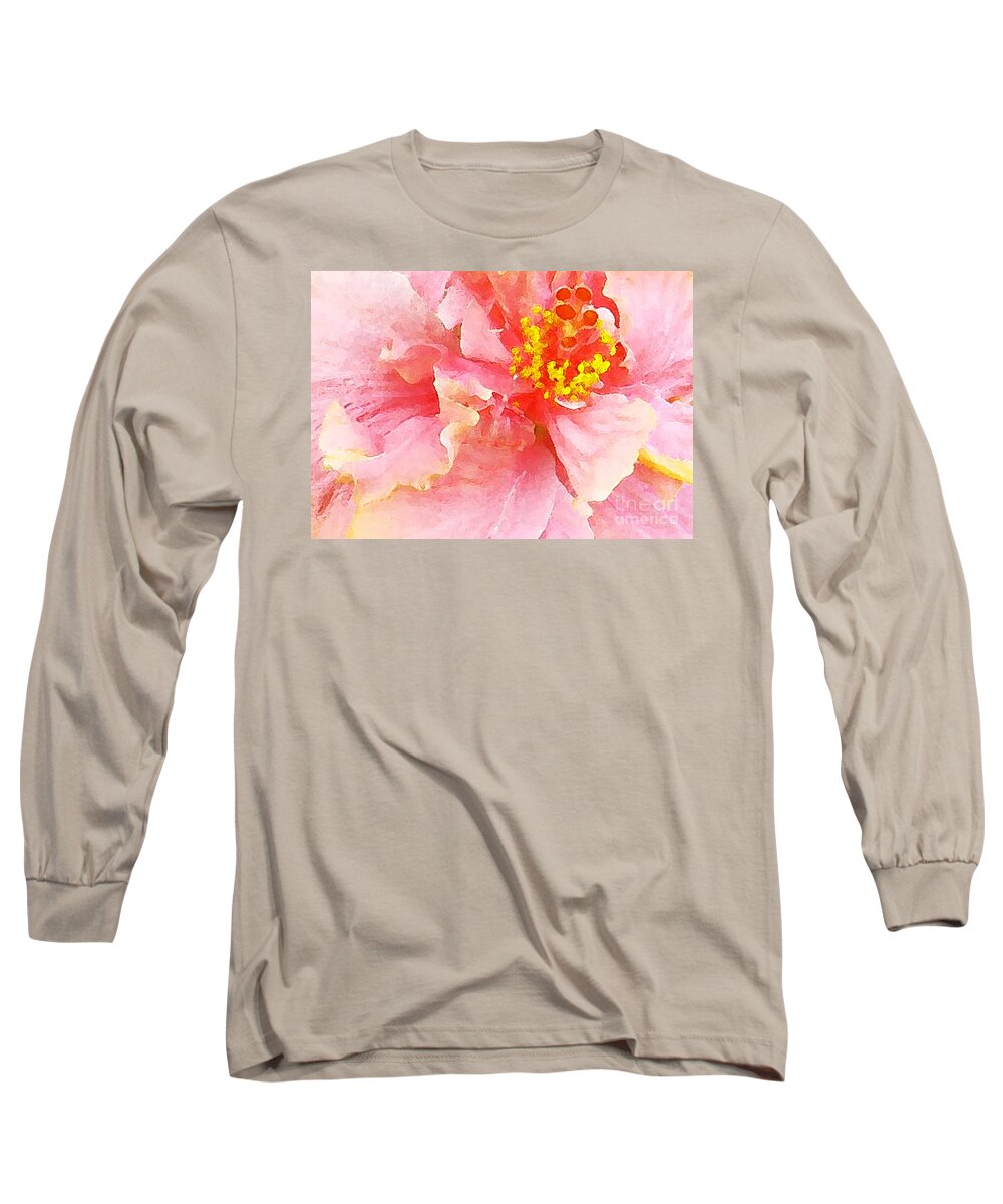 James Temple Long Sleeve T-Shirt featuring the photograph Early Pink Hibiscus by James Temple