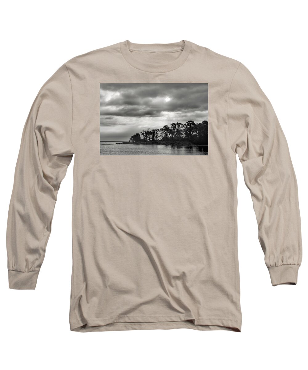 Landscape Long Sleeve T-Shirt featuring the photograph Eastern Shore Sunrise in Black and White by Don Johnson