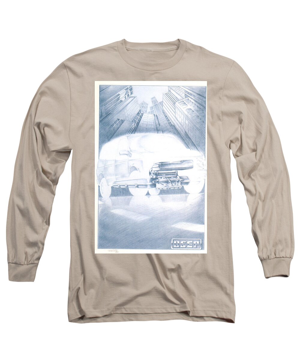 Concept Long Sleeve T-Shirt featuring the drawing Eaton Electric Van by Dale Turner