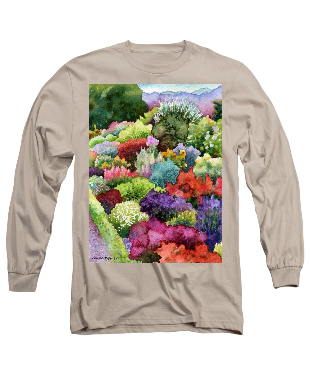 Garden Painting Long Sleeve T-Shirt featuring the painting Electric Garden by Anne Gifford