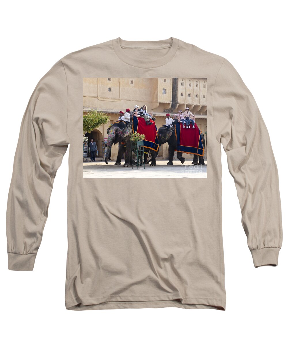 Elephant Long Sleeve T-Shirt featuring the photograph Elephant Ride 1 by Elena Perelman