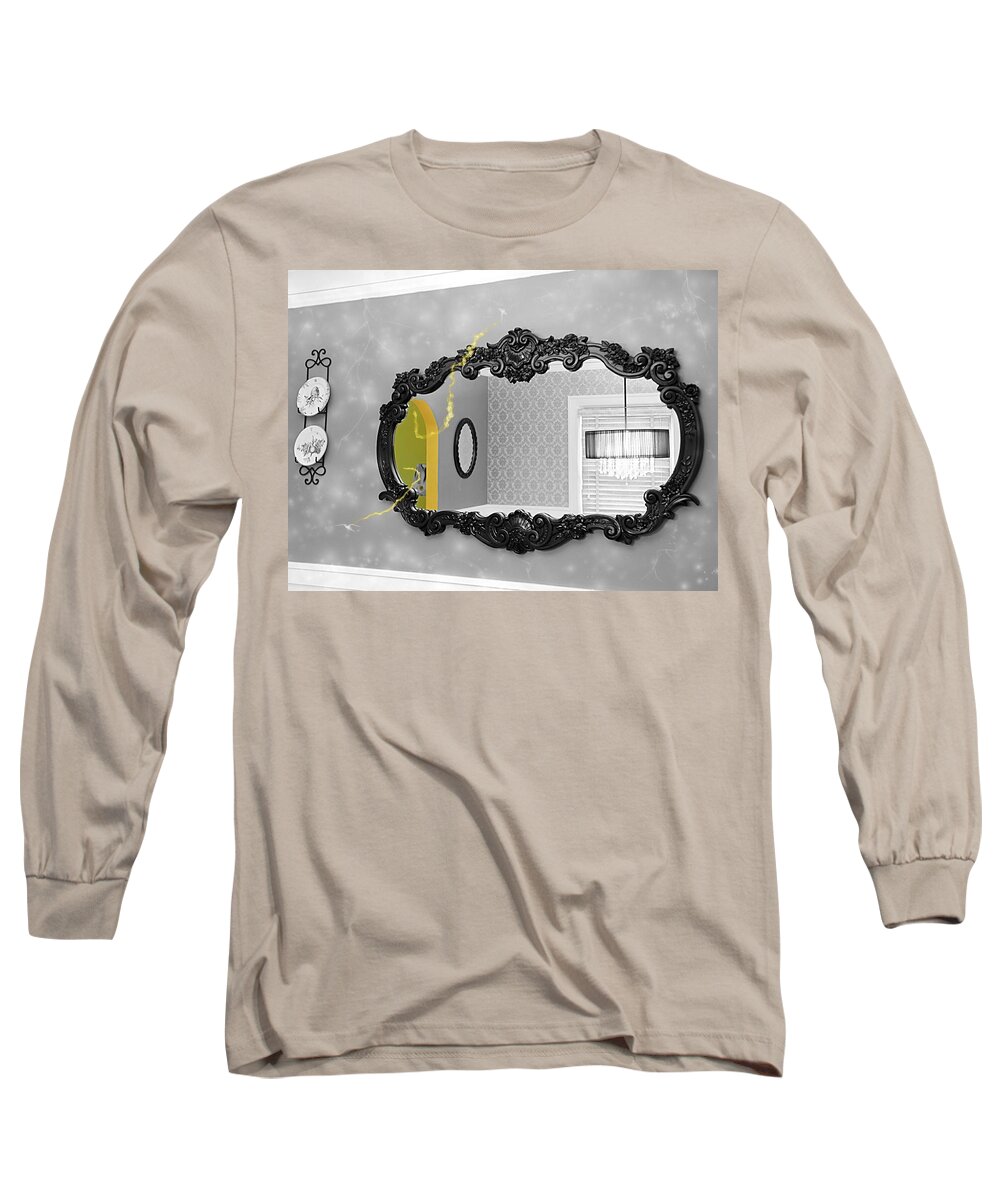 Abstract Long Sleeve T-Shirt featuring the photograph Escape from the yellow room by Debra Baldwin