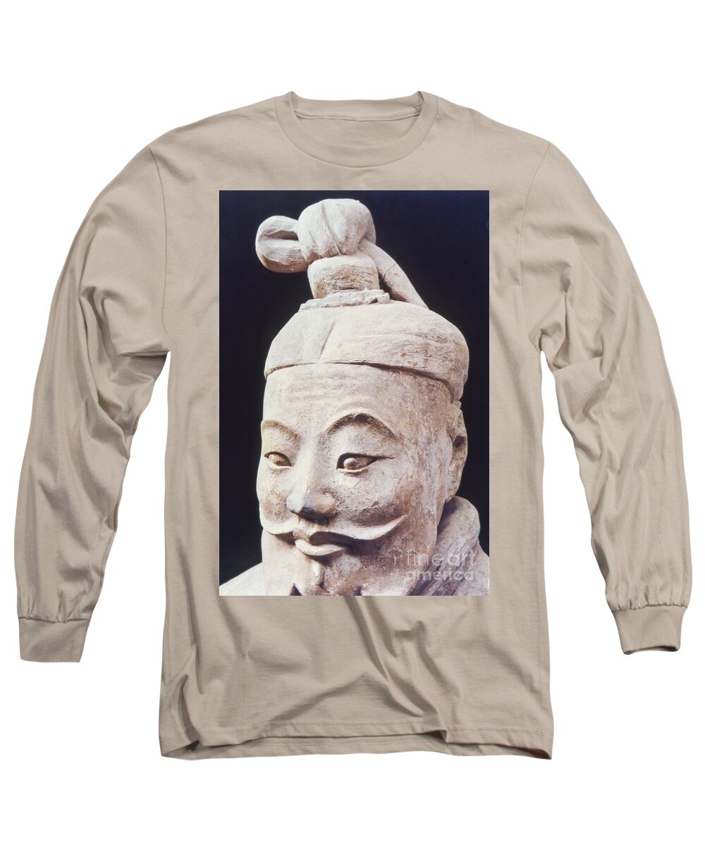China Long Sleeve T-Shirt featuring the photograph Face of a Terracotta Warrior by Heiko Koehrer-Wagner