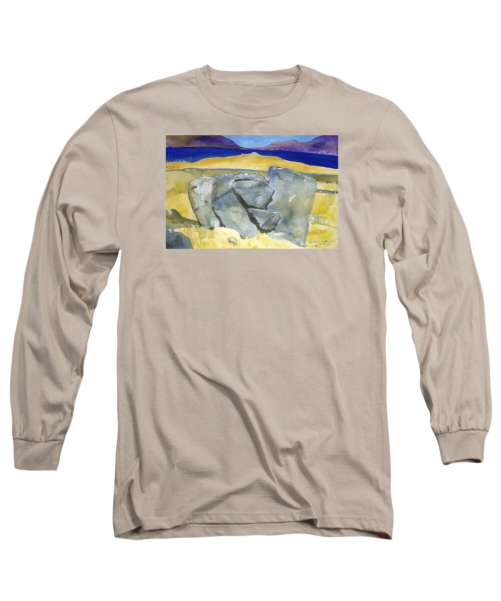  Long Sleeve T-Shirt featuring the painting Faces of the Rocks by Kathleen Barnes