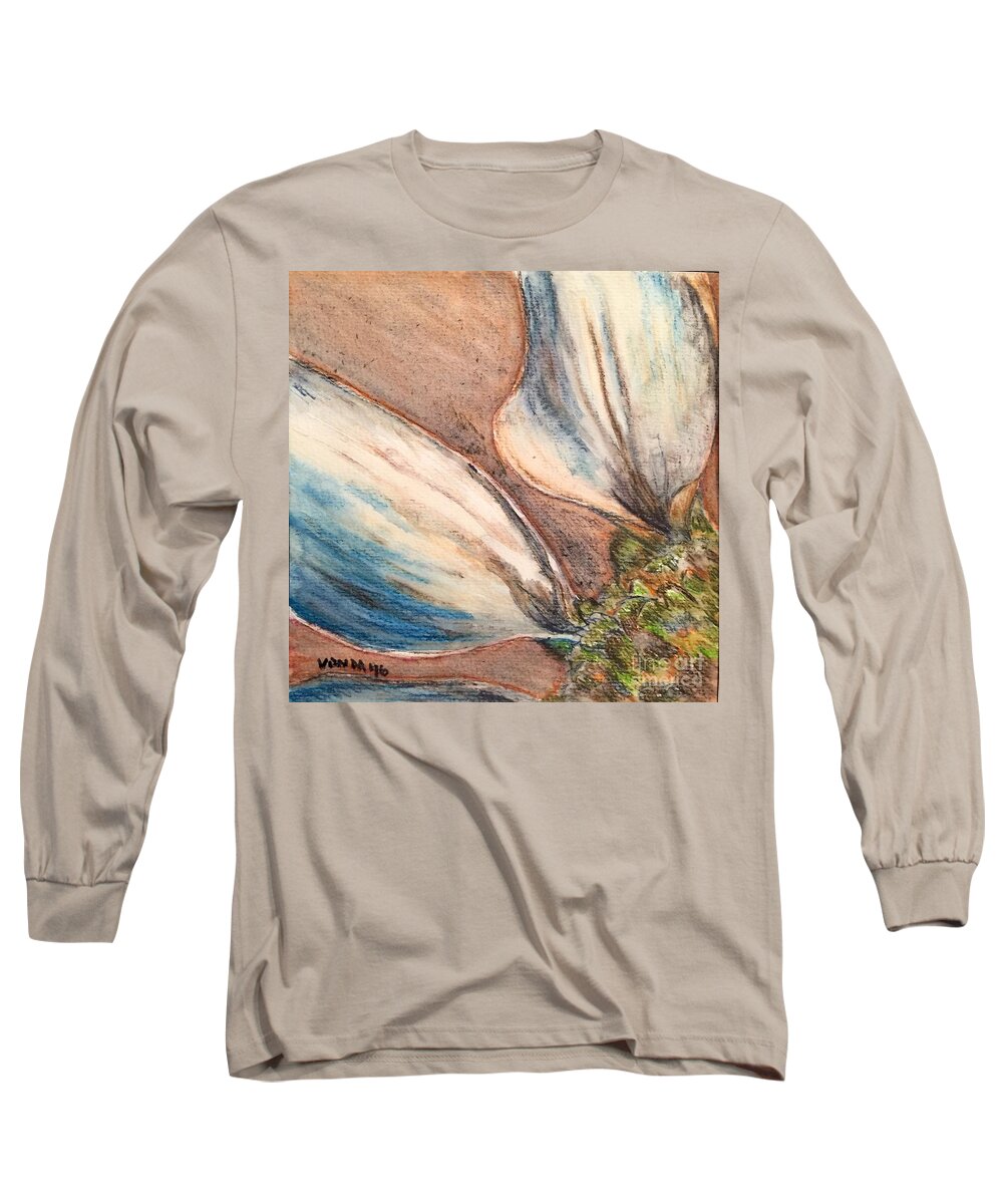 Macro Long Sleeve T-Shirt featuring the drawing Faded Glory by Vonda Lawson-Rosa