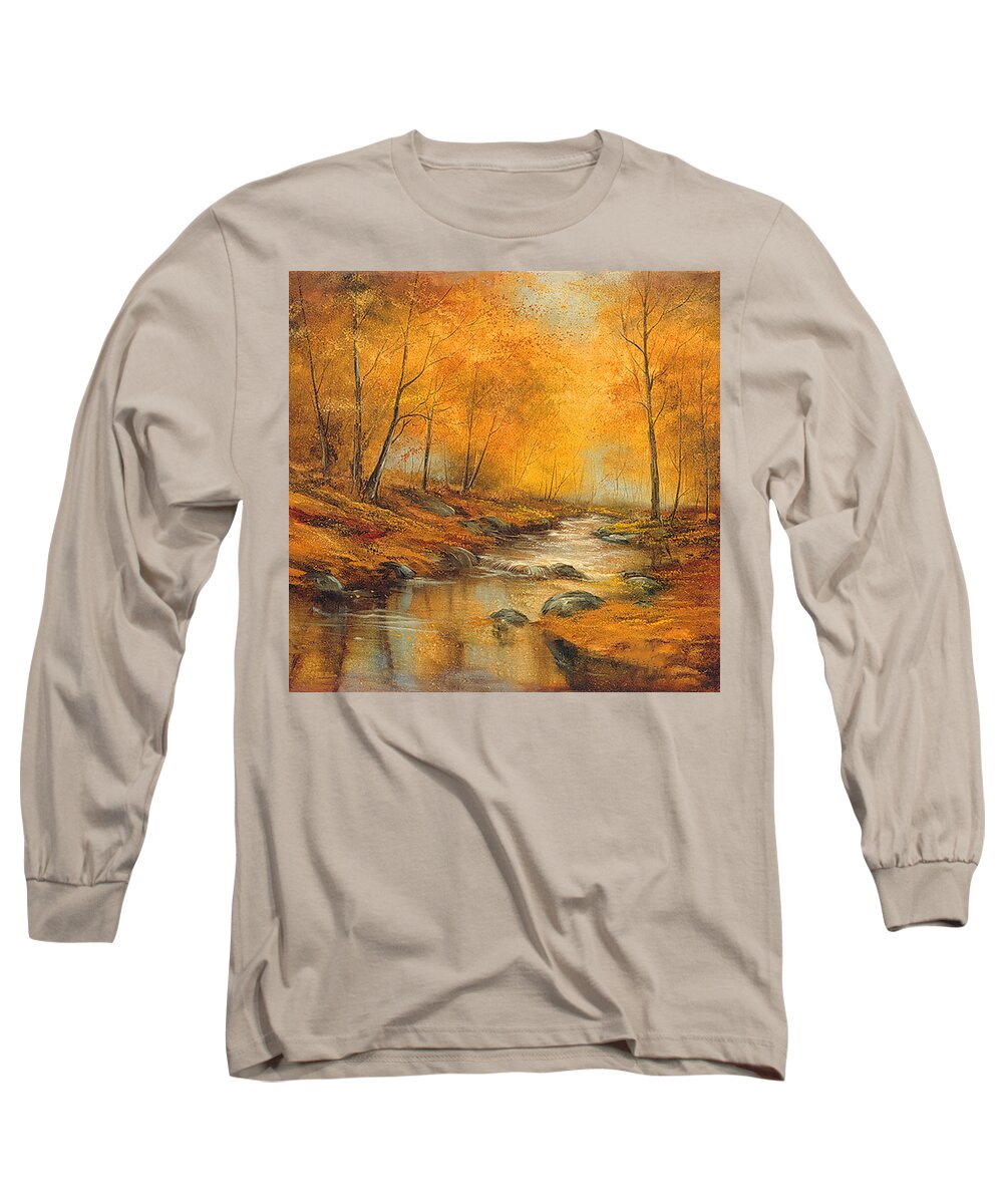 Fall Scene Long Sleeve T-Shirt featuring the painting Fall Reflections by Lynne Pittard