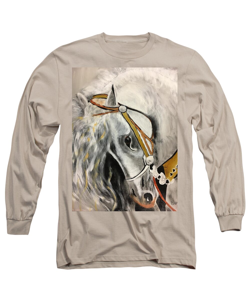 Horse Long Sleeve T-Shirt featuring the painting Fantasy Horse by David Bartsch