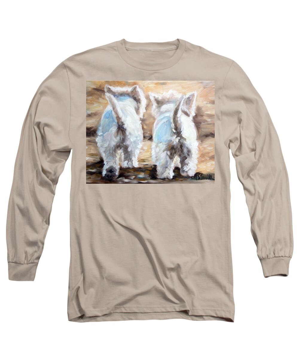 Westie Long Sleeve T-Shirt featuring the painting Farewell by Mary Sparrow