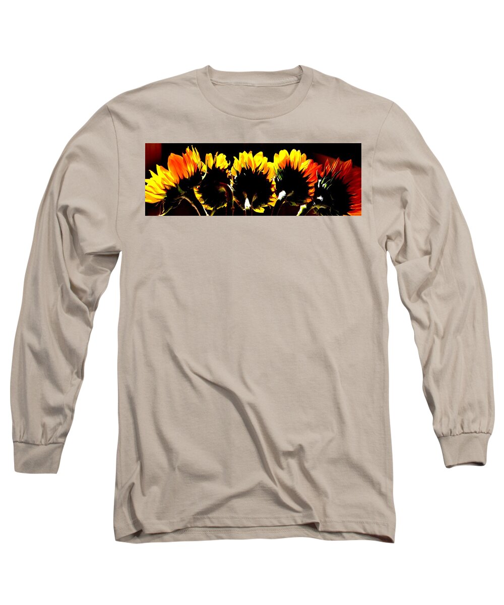 Sunflowers Long Sleeve T-Shirt featuring the photograph Soaking up Sun by Eileen Brymer