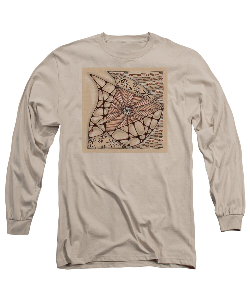 Zentangle Long Sleeve T-Shirt featuring the drawing Fish on a Mission by Jan Steinle