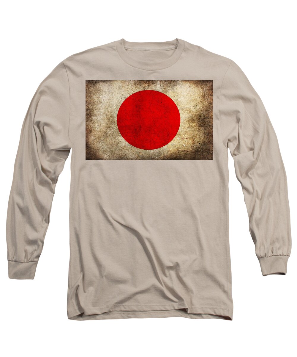 Flag Of Japan Long Sleeve T-Shirt featuring the digital art Flag Of Japan by Maye Loeser