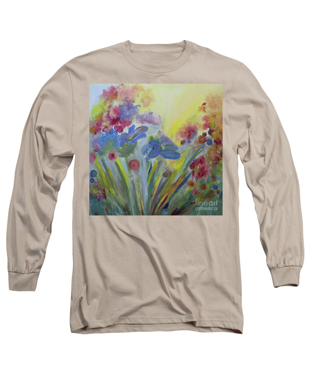 Floral Long Sleeve T-Shirt featuring the painting Floral Splendor by Stacey Zimmerman