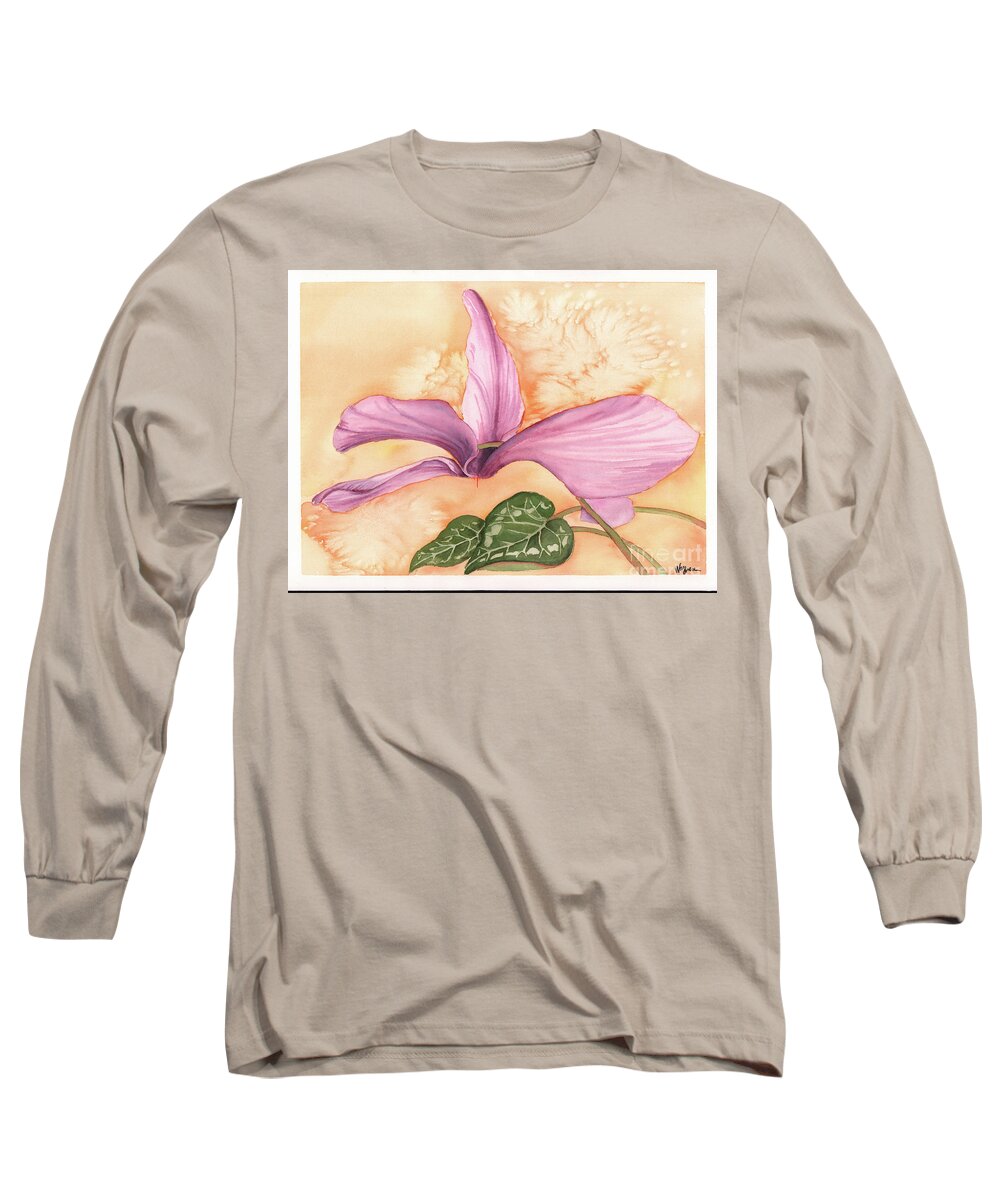 Cyclamen Long Sleeve T-Shirt featuring the painting Flower Dance by Hilda Wagner