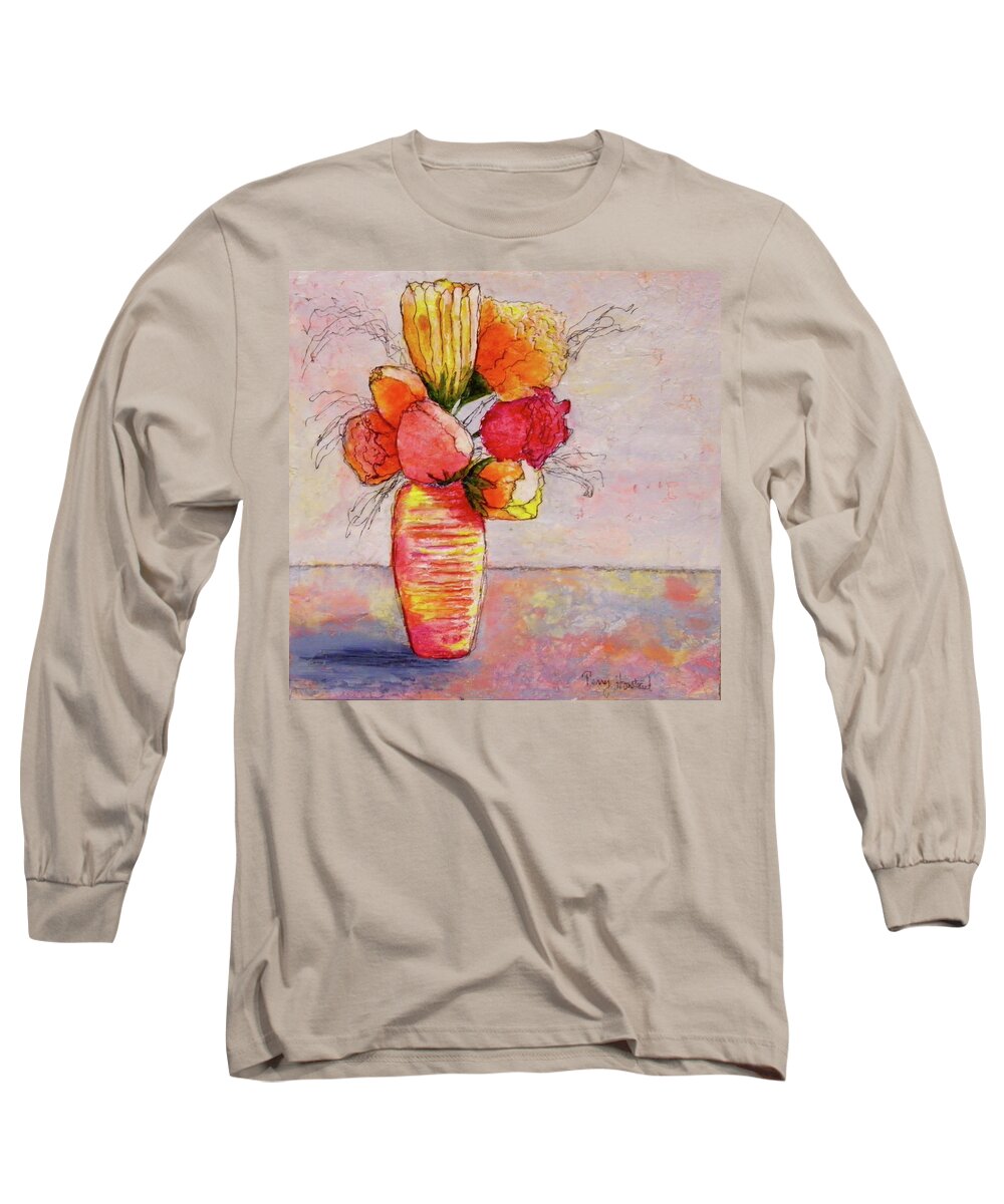 Flowers Long Sleeve T-Shirt featuring the painting Flowers by Terry Honstead
