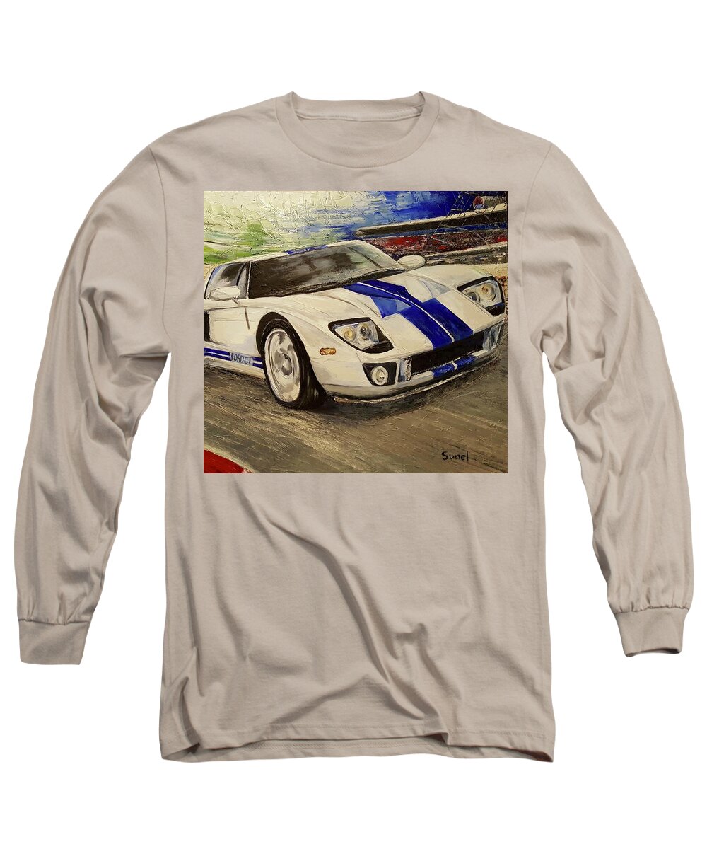 Ford Gt Long Sleeve T-Shirt featuring the painting Ford GT by Sunel De Lange