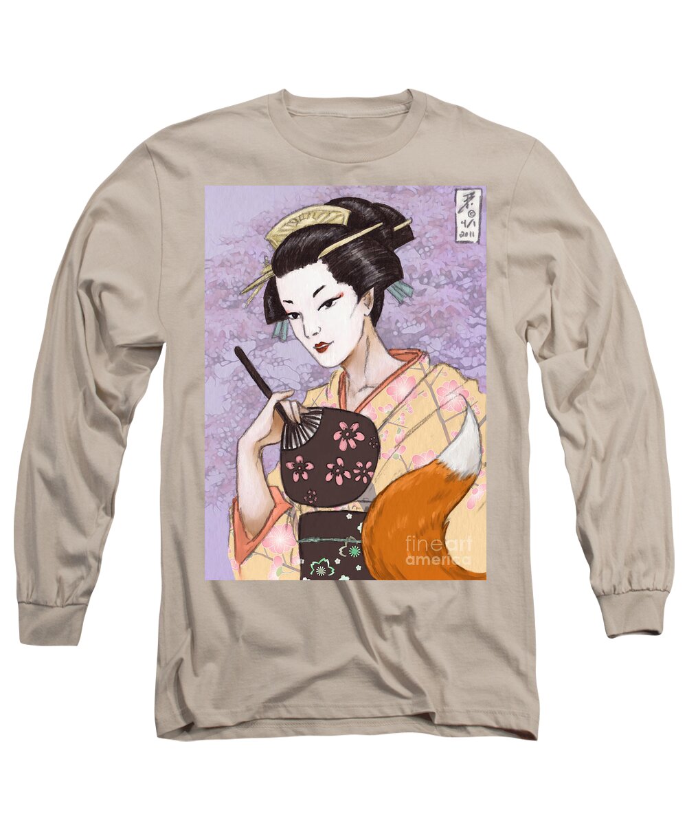 Japan Long Sleeve T-Shirt featuring the digital art Fox Tail by Brandy Woods