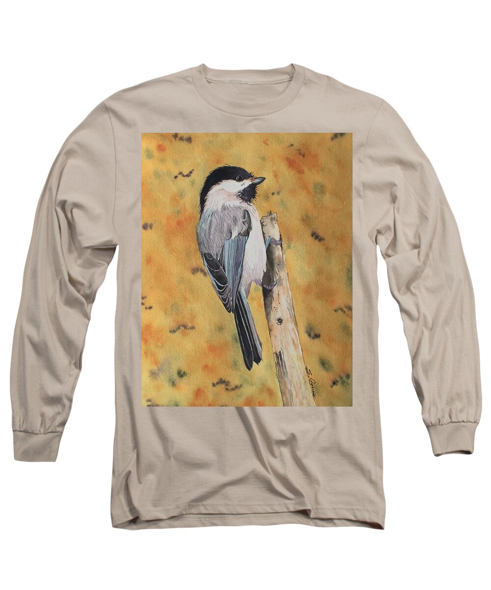 Chickadee Long Sleeve T-Shirt featuring the painting Free Bird by Sonja Jones