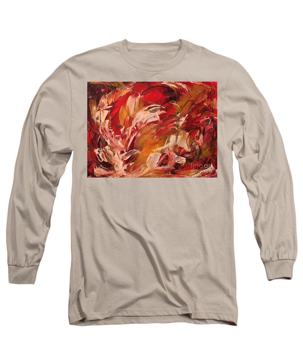 Dolphins Long Sleeve T-Shirt featuring the painting Free by Claire Gagnon
