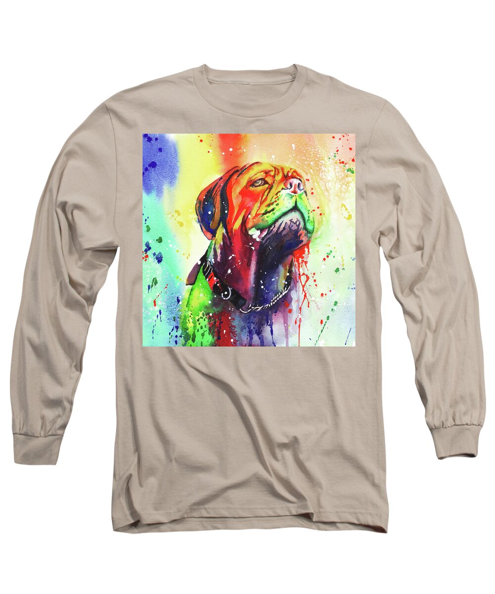 Dog Long Sleeve T-Shirt featuring the painting French Mastiff by Peter Williams