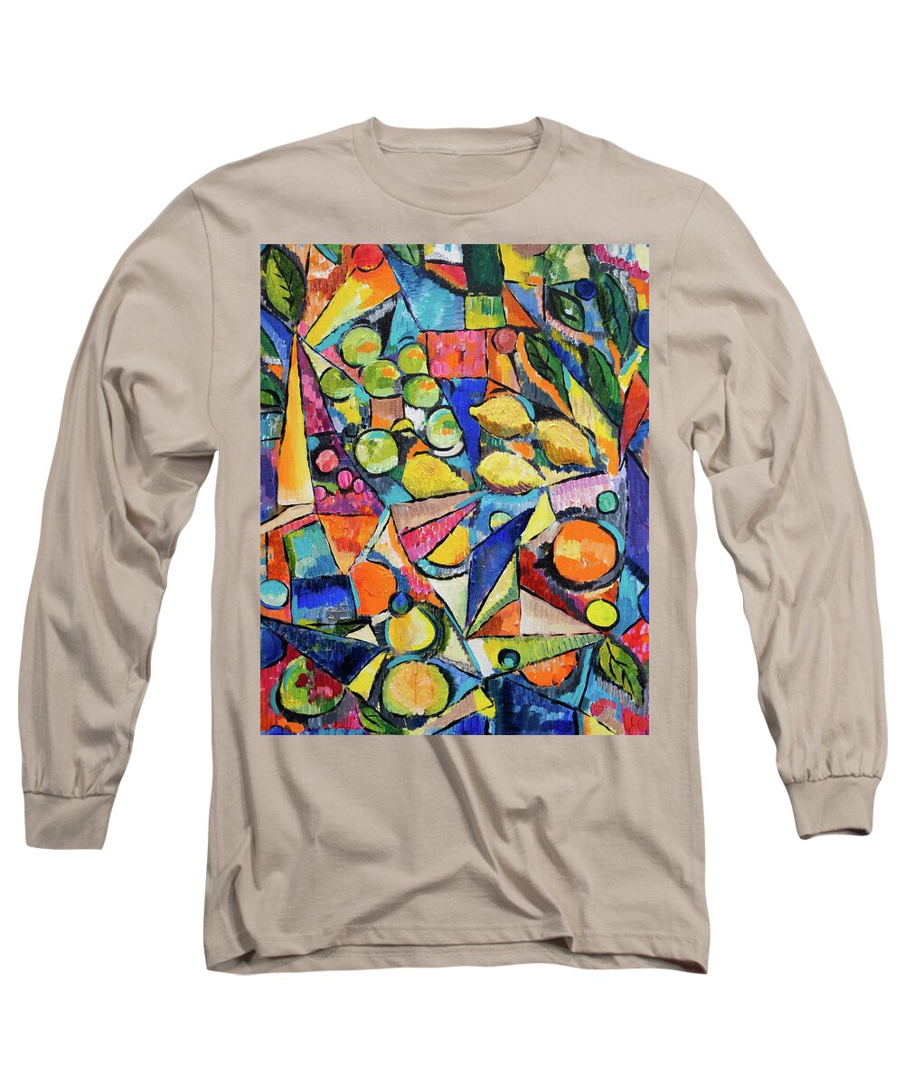 Abstract Long Sleeve T-Shirt featuring the painting Fruit Bowl Fantasia by Seeables Visual Arts