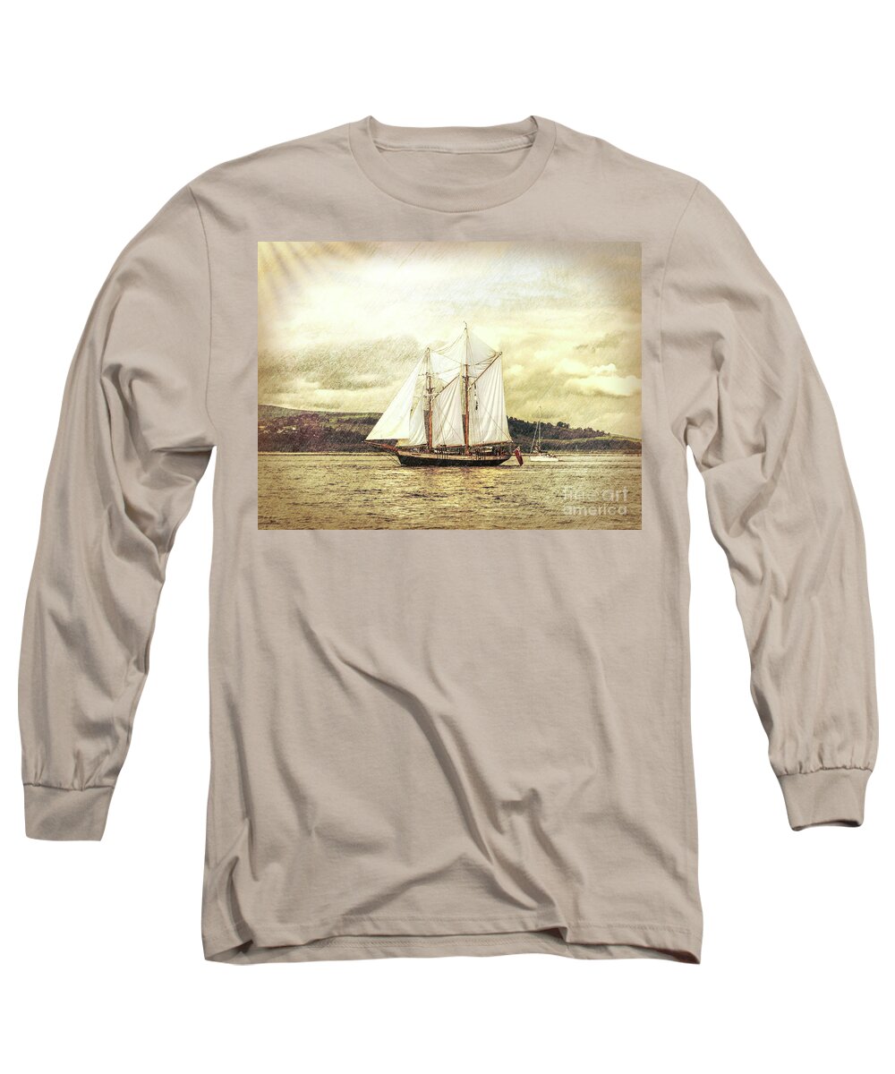 Tall Ship In Full Sail Long Sleeve T-Shirt featuring the photograph Full Sail by Lynn Bolt