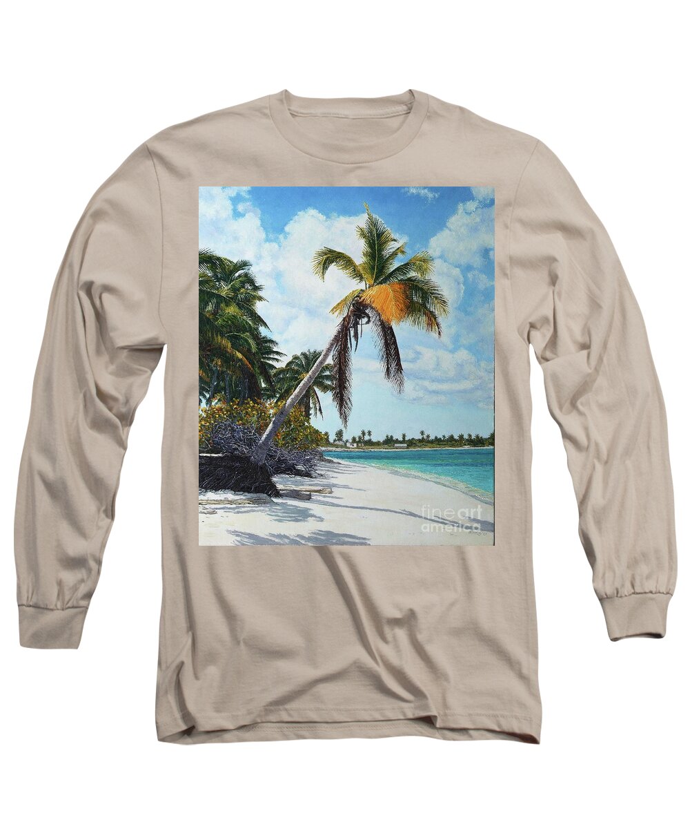 Eddie Long Sleeve T-Shirt featuring the painting Gold Coconut by Eddie Minnis