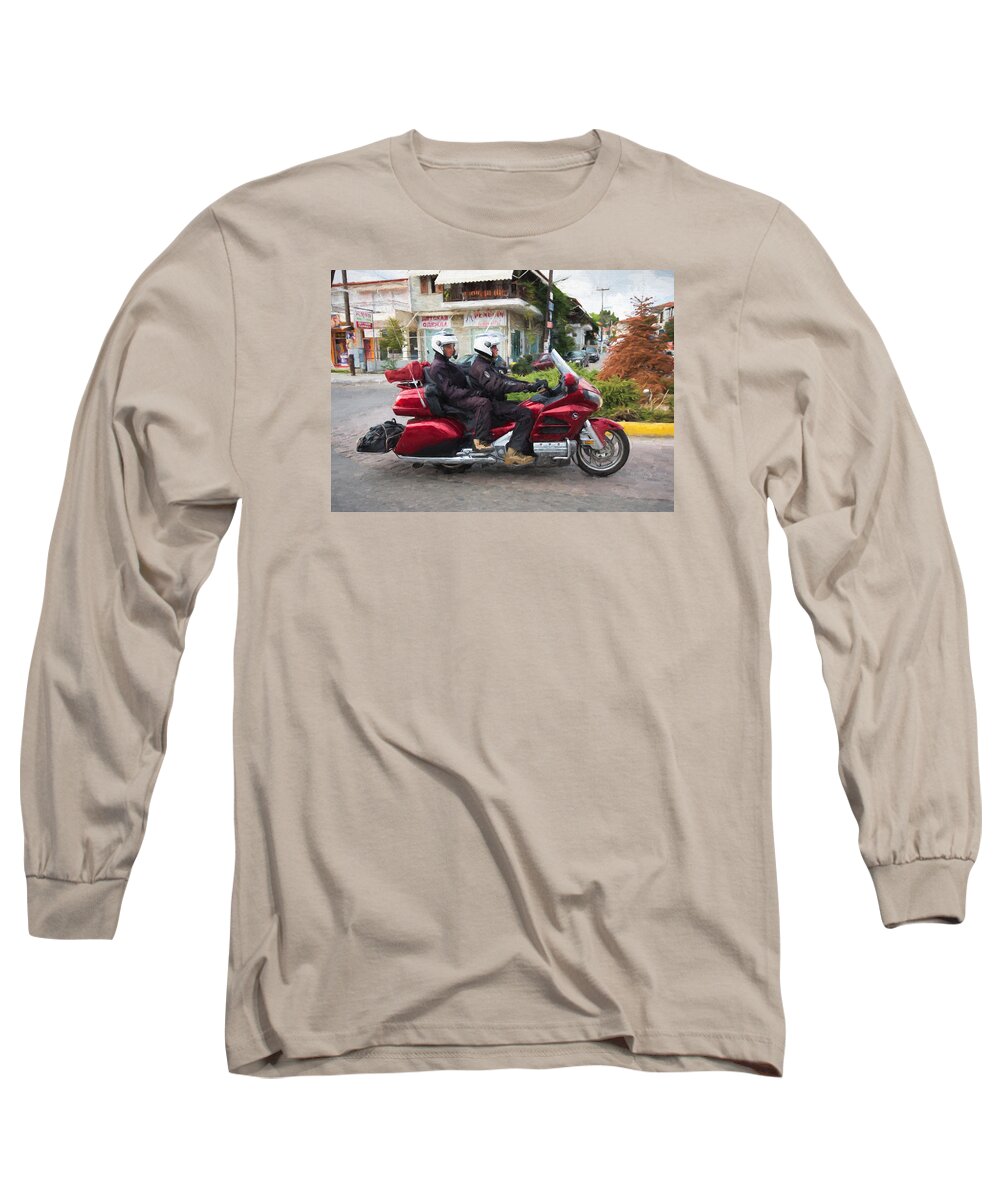Bike Long Sleeve T-Shirt featuring the digital art Gold Wing Motorbike 3 by Roy Pedersen