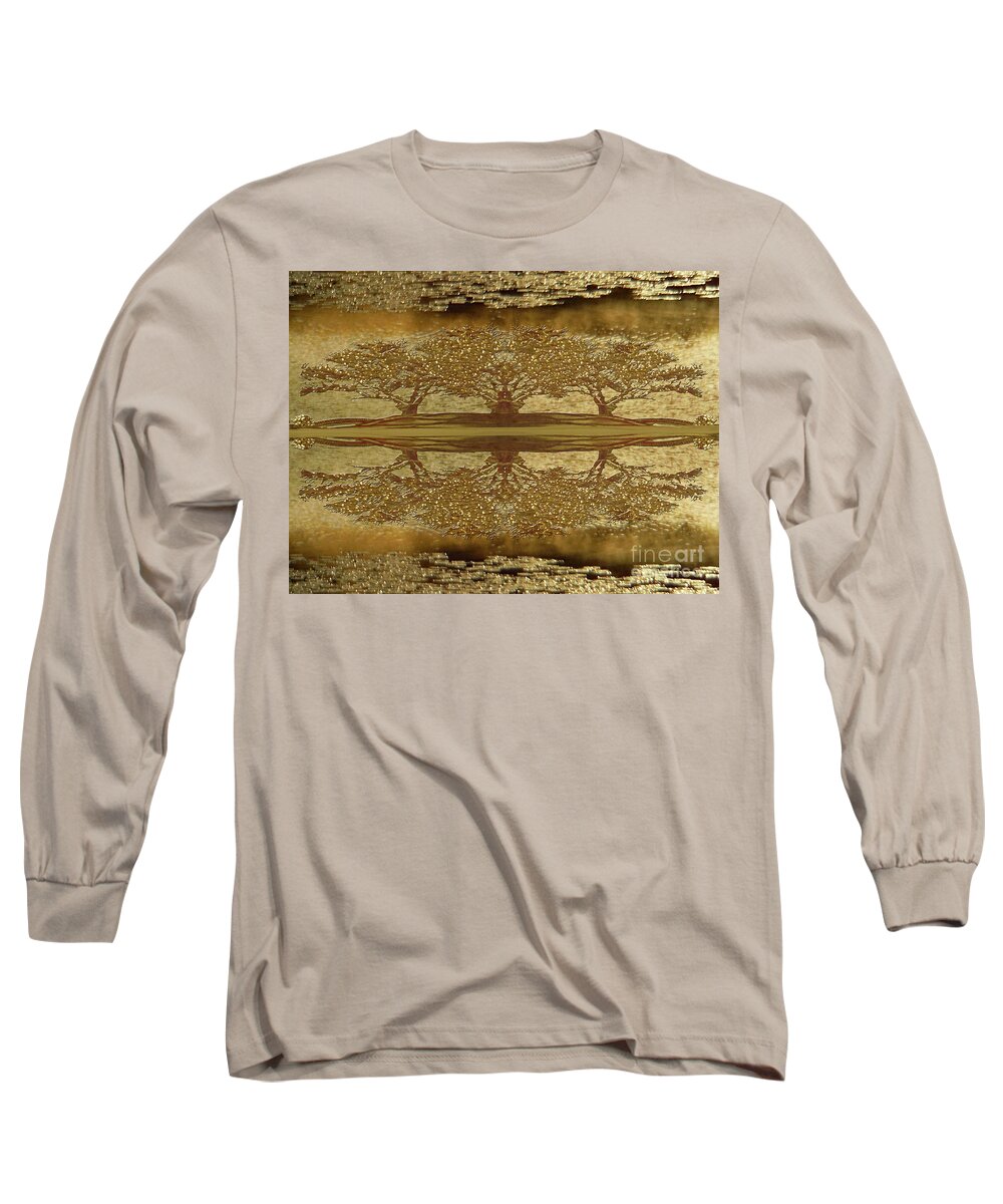 Golden Long Sleeve T-Shirt featuring the photograph Golden Trees Reflection by Rockin Docks Deluxephotos