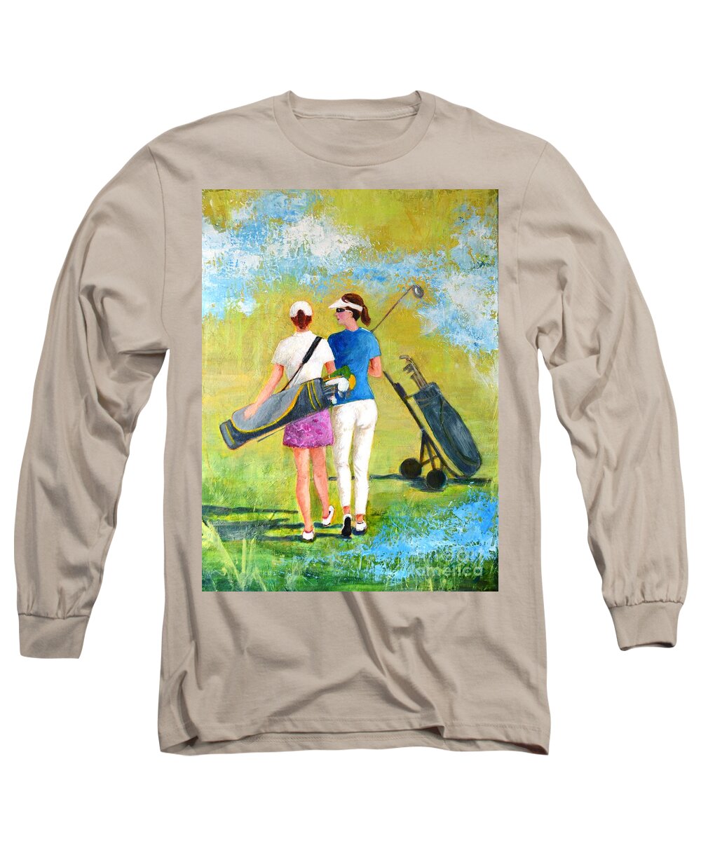 Golf Long Sleeve T-Shirt featuring the painting Golf buddies #1 by Betty M M Wong