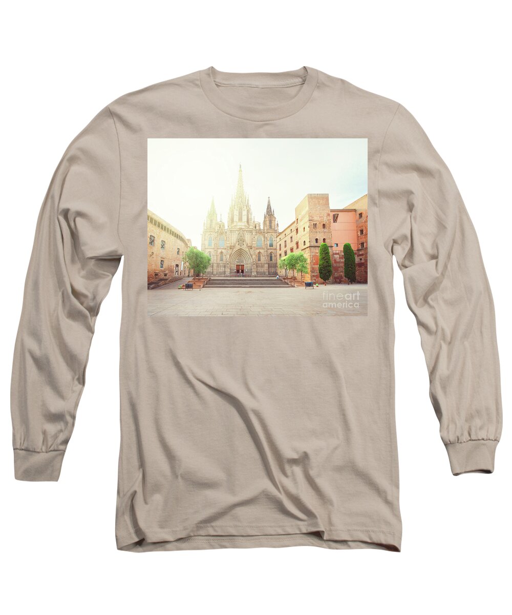 Barcelona Long Sleeve T-Shirt featuring the photograph Gotic Cathedral of Barcelona by Anastasy Yarmolovich