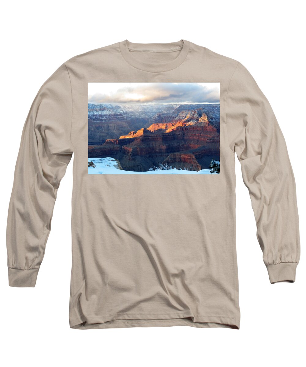Grand Canyon Long Sleeve T-Shirt featuring the photograph Grand Canyon with Snow by Laurel Powell