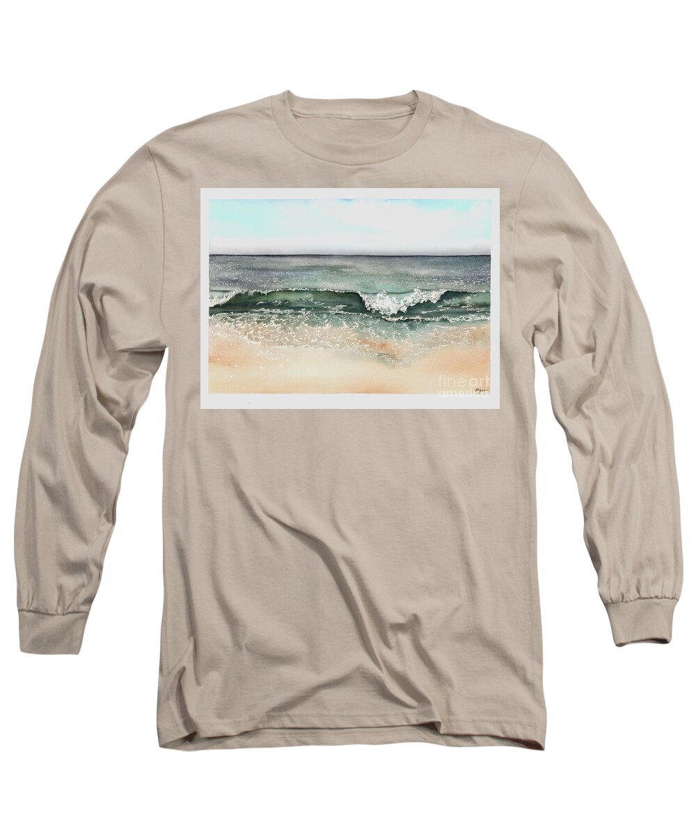 Gulf Long Sleeve T-Shirt featuring the painting Green Day by Hilda Wagner