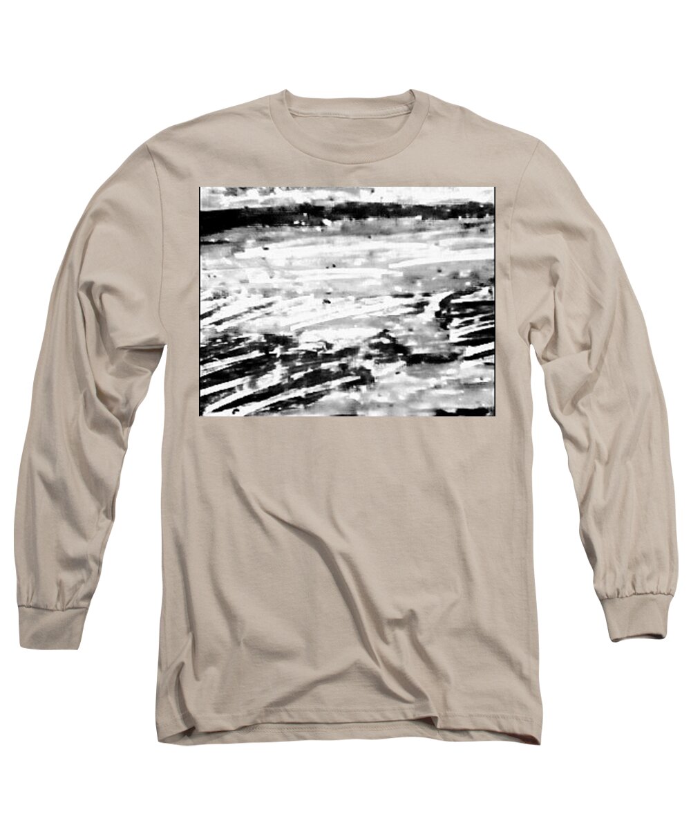 A Pastel Drawing Long Sleeve T-Shirt featuring the pastel Grey Seas by Brenae Cochran